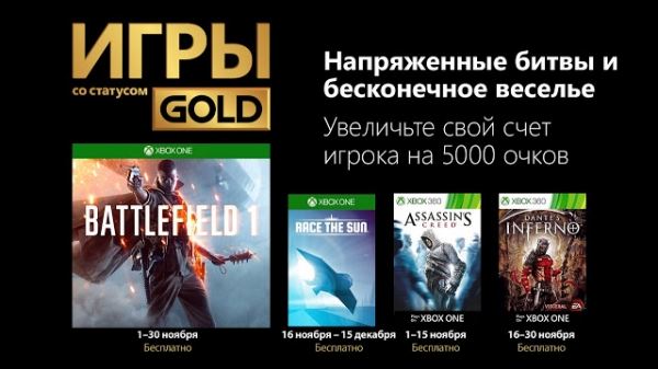 <br />
Список бесплатных игр по программе Games With Gold в ноябре<br />
